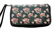 Juicy Couture Women's Black Floral‎ Leather Wristlet Wallet