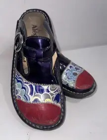 Alegria Patent Leather Animal Print Mule Clog Designer Comfort Shoe Size 8/38