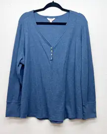 Terra & Sky Thermal Henley Pullover Womens 3X Cotton Stretch Baselayer Capsule