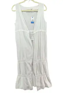 Seaspice Natalie Beach Cover Up Womens M White Open Peruvian Cotton Resort Wear