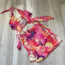 Kamari Mesh Dress capri groovy cut out swim cover womens Pink (small) vacation