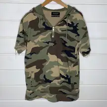 Pac Sun boxy fit camo short sleeve hoodie sweatshirt