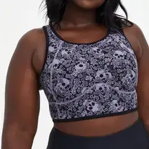 Torrid 2X //  Floral Skull Print Low-Impact Wireless Longline Active Sports Bra