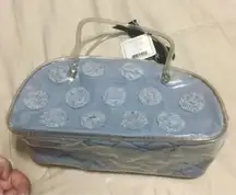 Blue And Clear Cosmetics Pouch With Zipper And Carry Handle