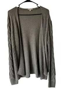 EST 1940 Gray Cable Knit Long Sleeve Preppy Cardigan Sweater L Layering Boho