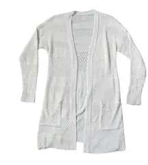 Joie Open Front Woven Long Cardigan Sweater Womens Beige Knit Lightweight