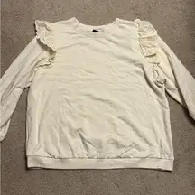 Who What Wear Womens Casual Top Beige Cotton Blend Long Sleeve Ruffles Lace 2x