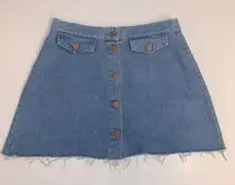 Ciminy Paris Button Down Raw Hem Denim Skirt‎ Size Small