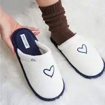 White Cozy Essential Slippers with Heart Design NWT