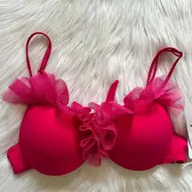 Brazilian Bikini Ruffle Embellished Bikini Top Large NWT