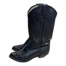 Abilene Boot Co Black Leather Western Cowboy Boots Size 7 Pointed Toe