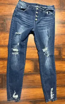 Classic Blue Distressed Skinny Jeans