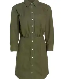 Veronica Beard  Women's Keston Twill Mini-Shirtdress - Army Green - Size 12 NWOT