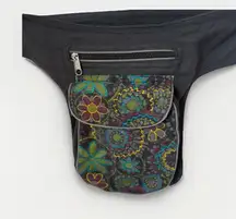 Himalaya Handmade Fanny Pack Hip Bag Black Gray Embroidered Boho Hippie Festival