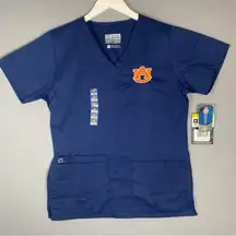 Auburn Scrub Top WonderWink Navy Blue Short Sleeve Size XS