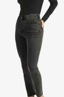 Black High Rise Slim Straight Cigarette Ankle Jean