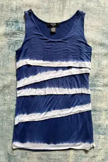 Verve Ami Blue Off White Tie Dye Dip Dye Ruffle Tank Top Medium