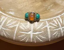 Dragons Breath & Turquoise 925 Sterling Silver Ring