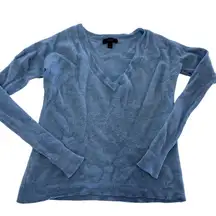 J. Crew Sweater Womens XX Small Blue Merino Wool V Neck Long Sleeve Knit Top