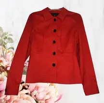 Jones New York Red Button-Up Jacket Blazer
Collared Coat- Size L