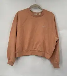 Levi Cropped Sweatshirt Women Small Orange Crew Neck‎ Athleisure Loungewear