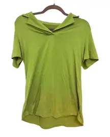 Chartreuse Green Soft Knit Polo Shirt Minimalist Casual Modern Elevated Basic M