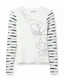 Desigual Patchwork Floral Long‎ Sleeve T-shirt Size L