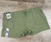 Gap  Shorts Women XXL Green Elastic Lyocell Drawstring PULL ON TENCEL Pockets NEW