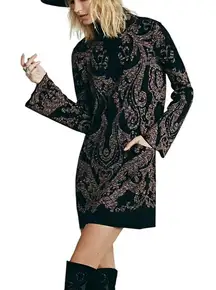 Free People Modern Love Mini Sweater Dress Pockets Funky Casual S Boho Chic