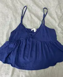 Moa Moa Blue Flowy Top With Cutouts