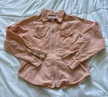 VTG 1980s Jean Jacket Women Small Corduroy Collar Barn Coat Coral Orange Y2K 90s