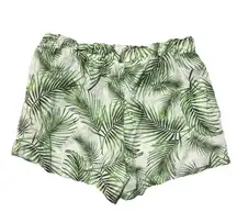 Sigrid Olsen Palm Frond Elastic Waist Linen Blend Shorts Size Large