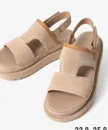 UGG Fluff Yeah Slide Sandal Tan Suede Women's Size 8 Platform