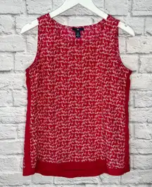 Gap Sleeveless Tunic Tank Top Size S Raspberry Red Geo Print