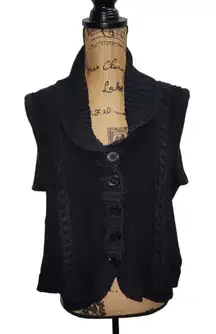 Alfred‎ Dunner Sweater Vest Cable Knit Button Front Wool Blend Black 1X