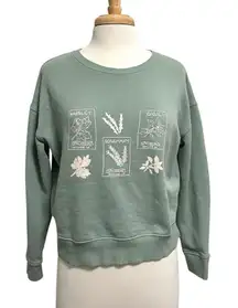 PACT Herb Sweatshirt Pullover Garden Parsley Rosemary Sage Green size Small