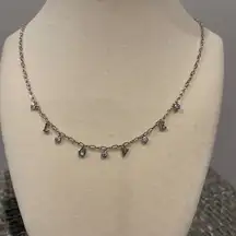 NWOT Nadri Shaky Love Station Necklace, Rhodium Plated, 16" + 2” Extender