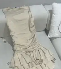 SHEIN Beige Ruffle Hem Dress