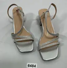 Womans NWOT Idifu Strappy Slipon Sandals Silver 11 Slingback Block Heel Open Toe