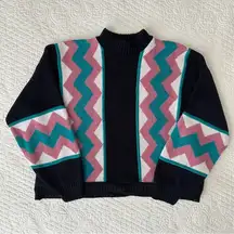 Private Eyes Vintage 80s Acrylic Adele Knit Mock Neck Sweater Made in USA