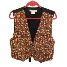 Ellen Ashley 90's Vintage Sequin Fall Leaf Sleeveless Vest Size Large