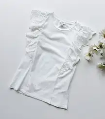 J.Crew Factory White Ruffle Sleeve Top Size XXS