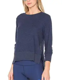 Alo Yoga Glimpse Navy Side Slits Navy Pullover Sweater Top XS