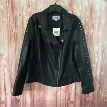 Jack by BB Dakota Ripple Black Studded Vegan Leather Moto Jacket