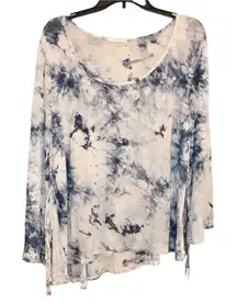 Urban Outfitters Entro Long Sleeve Tie Dye Fringe Shirt‎ Blue Large