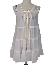 Vintage 60s Sheer Babydoll Ruffled Top by Lara Dare Pink Size Small