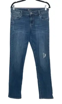 Kut From The Cloth Mid Rise Medium Wash Denim Blue Jeans‎ Distressed Size 16