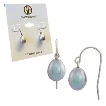 NEW Giani Bernini Freshwater Pearl Drop EARRINGS Gray Sterling Silver Hooks