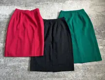 Pinore Skirts Womens 2 Wool 24” Waist Lot Office Gray Green Pink Lined Career