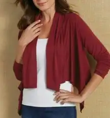 Soft Surroundings Modal Cropped Knit Topper Open Front Cardigan Sweater, Sz M